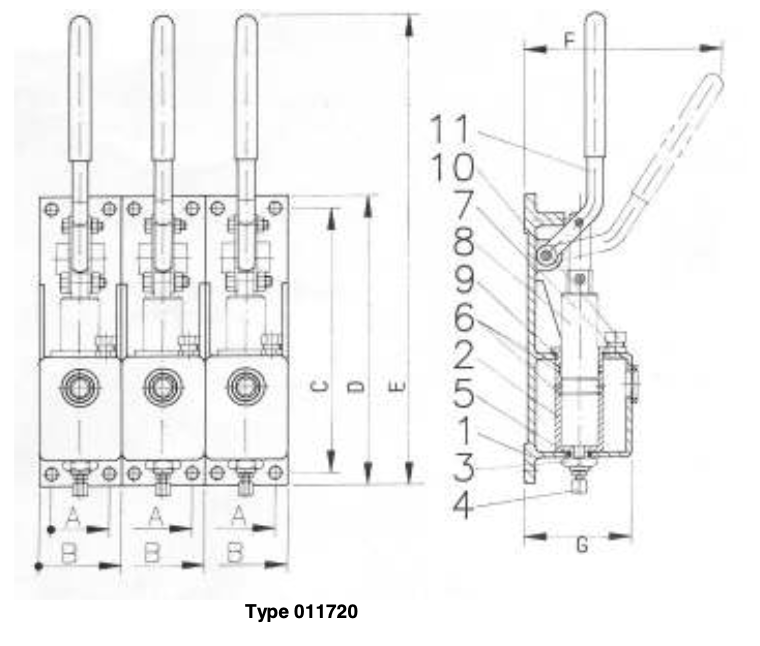 Hydraulic Release station for operating of quick-closing valves - 4 lever