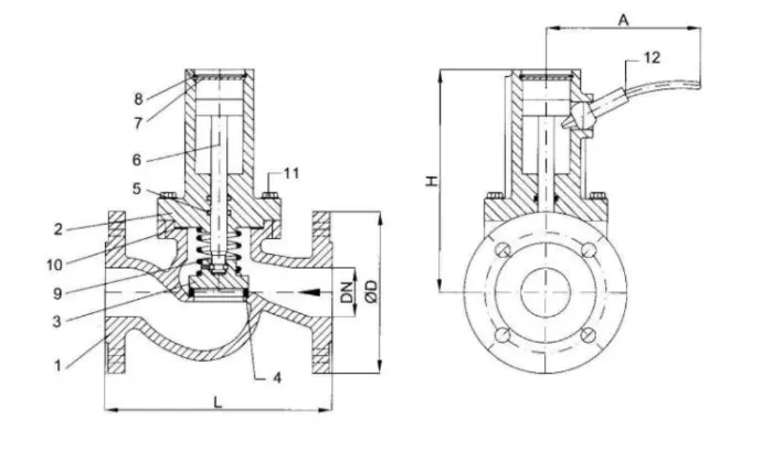 Fire and Deck wash valves DIN 14461, PN 16/DN40, angle type 30°