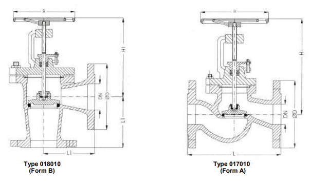 Stop-valves and angle stop-valves, PN 16/DN125