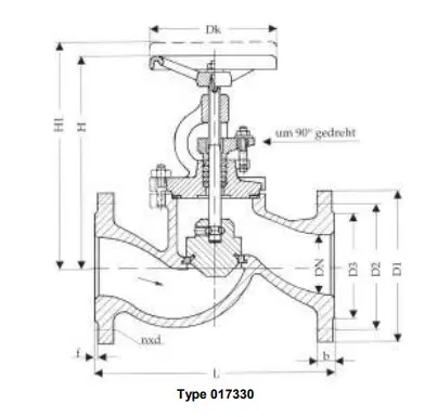 Straight Stop-Valves  with throttle-disc, PN 16/DN200
