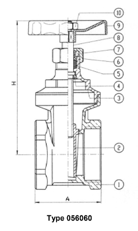 gate valve PN 16 bronze / brass G 1“ 
