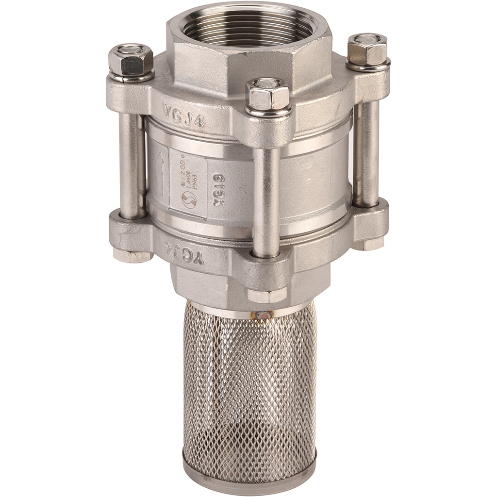 STAINLESS STEEL FOOT V. 383 BSP 1/2" Check V. 380 +St. steel strainer basket  
